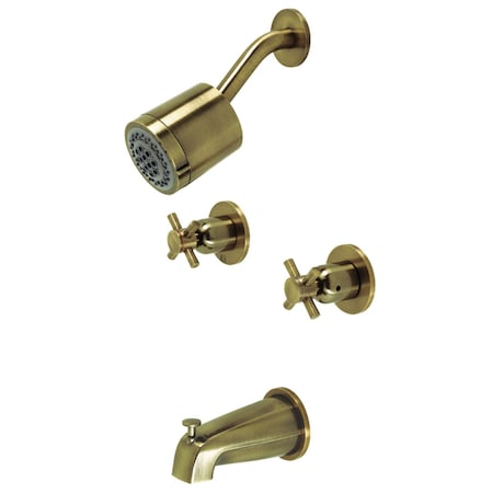 Kingston Brass Tub and Shower Faucet, Antique Brass, Wall Mount KBX8143DX